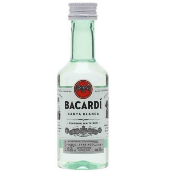 Rom Alb Bacardi Carta Blanca, Alcool 37,5 %, 50 ml