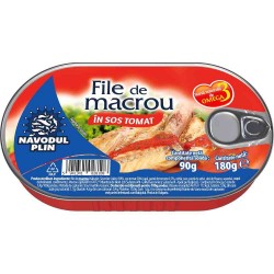 Conserva de Macrou File Navodul Plin in Sos de Tomate, 180 g
