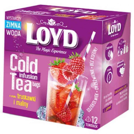Ceai Loyd Cold Tea de Capsuni si Zmeura, 12 Buc/Pachet