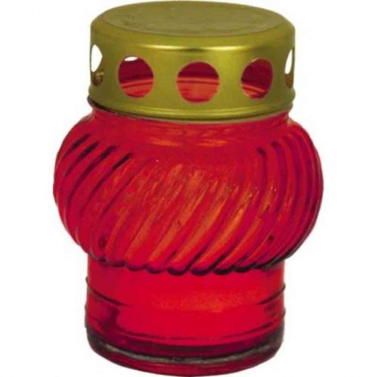 Candela din Sticla Rotunda cu Capac, Diferite Culori Rosu, Alb, Maro, 100 mm 8 h