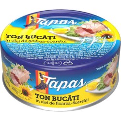 Ton in Ulei de Floarea Soarelui Tapas, 160 g