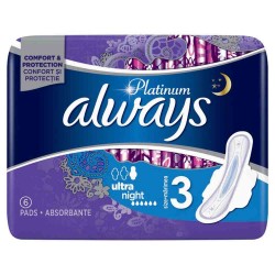 Absorbante Always Platinum Night, Marimea 3, Cantitate 6 Buc/Pachet Absorbante Always Platinum Night, Marimea 3, Cantitate 6 Buc/Pachet