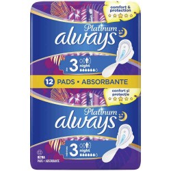 Absorbante Always Platinum Night, Cantitate 12 Buc/Pachet Absorbante Always Platinum Night, Cantitate 12 Buc/Pachet