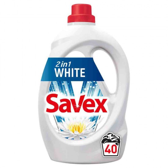 Detergent Lichid Savex 2 in 1 White., 40 Spalari, 2,2 L