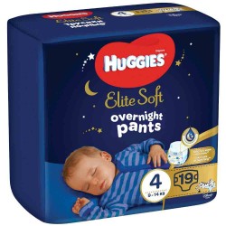 Scutece-Chilotel de Noapte Huggies Elite Soft Pants Overnight, Marimea 4, 9-14 Kg, 19 Buc