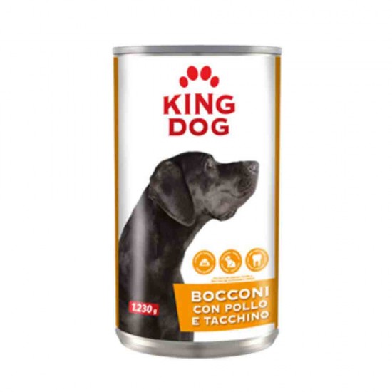 Conserva pentru Caini King Dog, Carne de Pui si Curcan, 1230 g