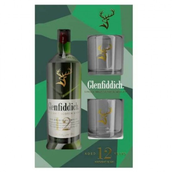 Whisky Glenfiddich 12 Years + 2 Pahare, 40% Alcool, 700 ml