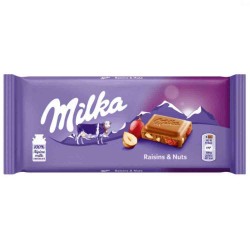 Ciocolata Milka cu Alune si Stafide, 100 g