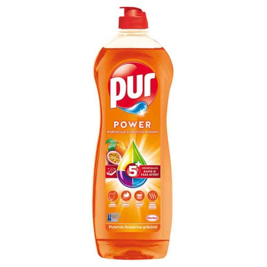 Detergent de Vase Pur Power Portocale si Fructul Pasiunii, 750 ml