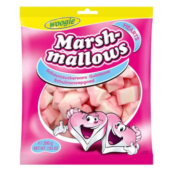 Marshmallow Gumate Woogie Hearts, 200 g