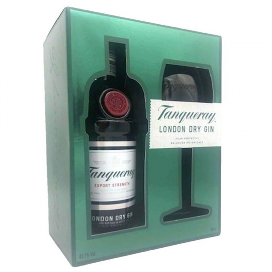 Gin Tanqueray London Dry in Cutie cu Pahar, 43.1% Alcool, 700 ml