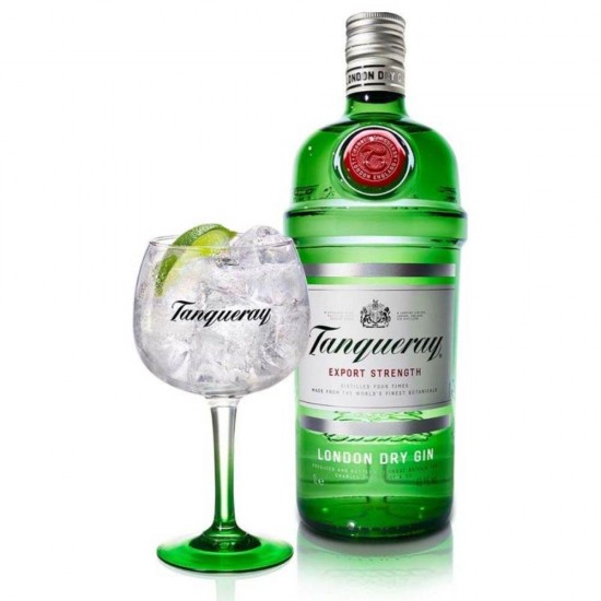 Gin Tanqueray London Dry in Cutie cu Pahar, 43.1% Alcool, 700 ml