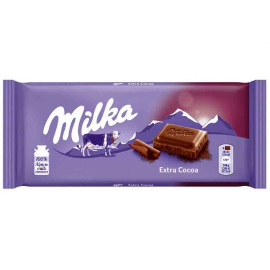 Ciocolata Milka Alpine cu Extra Cacao, 100 g