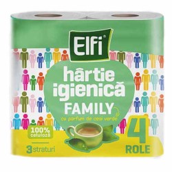 Hartie Igienica Elfi Family, 3 Straturi ,Parfum de Ceai Verde, 4 Role/Bax Hartie Igienica Elfi Family, 3 Straturi ,Parfum de Ceai Verde, 4 Role/Bax