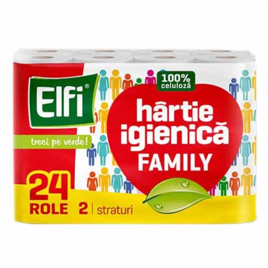 Hartie Igienica Elfi Family 2 Straturi, 24/Bax Role Ambalate Individual