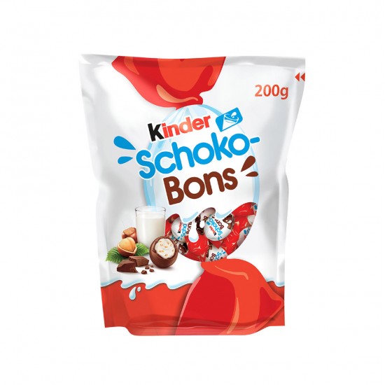 Bomboane de Ciocolata Kinder Schokobons cu Lapte si Bucati de Alune, 200 g