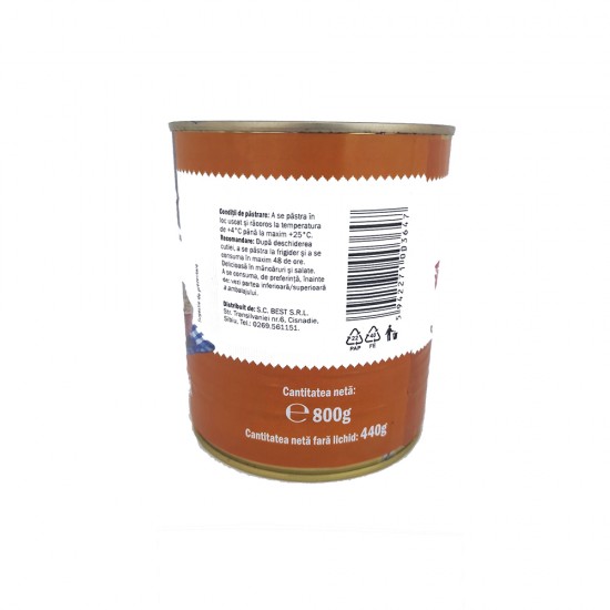 Fasole Alba Boabe Naturos in Saramura, 800 g