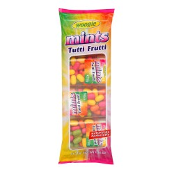 Bomboane Woogie Mints Tutti Frutti cu Aroma de Fructe, 4 Cutiute/Pachet x 16 g