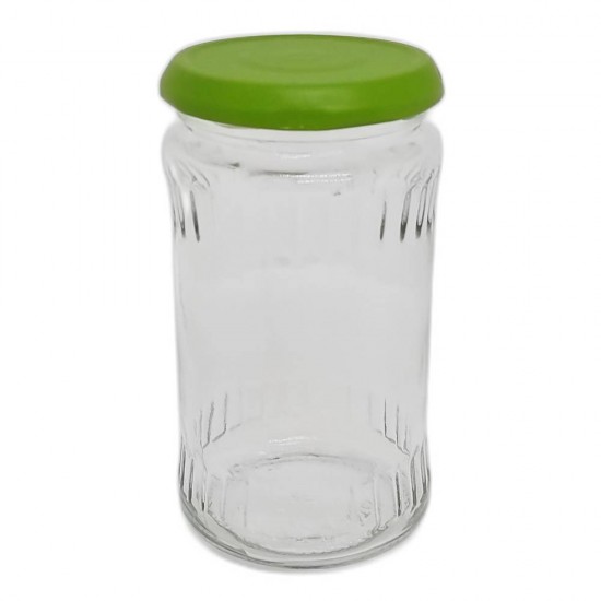 Borcan de Sticla 370 ML + Capac Color 12Buc/Bax