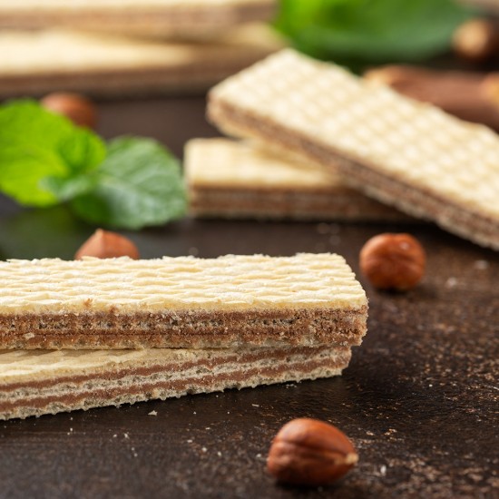 Napolitane Feiny Biscuits Cubus Wafers cu Alune, 125 g