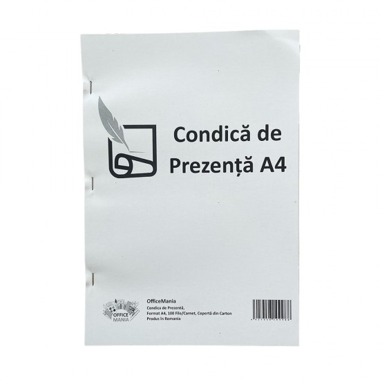 Condica Prezenta A4, Fata-Verso, 100 File/Carnet - Formular Tipizat pentru Pontaj Angajati