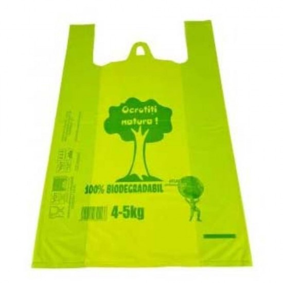 Set 250 Pungi Biodegradabile, Rezistenta la Greutate de 4-5 kg (50 Pungi/ Set x 5 Set, Dimensiuni 27x45 cm), Culoare Verde Deschis