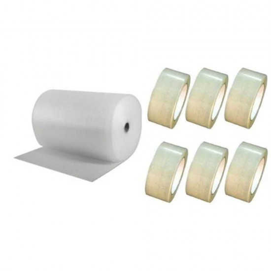 Pachet Folie cu Bule, Dimensiuni 10mx100m, 90g/m² + 6 Role Scotch in 3 Straturi