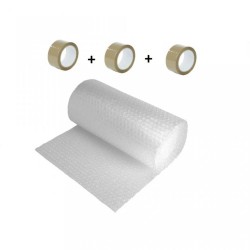 Pachet Folie cu Bule, Dimensiune 60cm x 100 m, 60g/m² + 3 Role Scotch in 2 Straturi