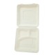 Set 200 Caserole Biodegradabile cu Capac pentru Meniu din Fibra Lemnoasa, Dimensiune 245x245x75 mm, 3 Compartimente