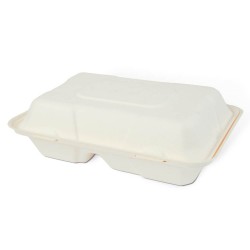 Set 200 Caserole Biodegradabile cu Capac pentru Hamburger din Fibra Lemnoasa, Dimensiune 230x159x80 mm, 2 Compartimente Set 200 Caserole Biodegradabile cu Capac pentru Hamburger din Fibra Lemnoasa, Dimensiune 230x159x80 mm, 2 Compartimente