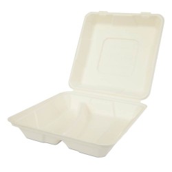 Set 250 Caserole Biodegradabile cu Capac pentru Meniu din Fibra Lemnoasa, Dimensiune 215x215x60 mm, 2 Compartimente Set 250 Caserole Biodegradabile cu Capac pentru Meniu din Fibra Lemnoasa, Dimensiune 215x215x60 mm, 2 Compartimente