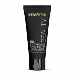 Fond de Ten Gerovital Beauty cu Acid Hialuronic si Vitamina E, SPF10, Natural Beige, 30 ml