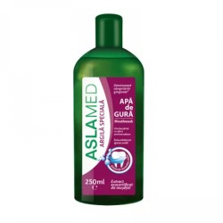 Apa de Gura AslaMed cu Extract de Musetel, Clorhexidina si Argila, 250 ml Apa de Gura AslaMed cu Extract de Musetel, Clorhexidina si Argila, 250 ml