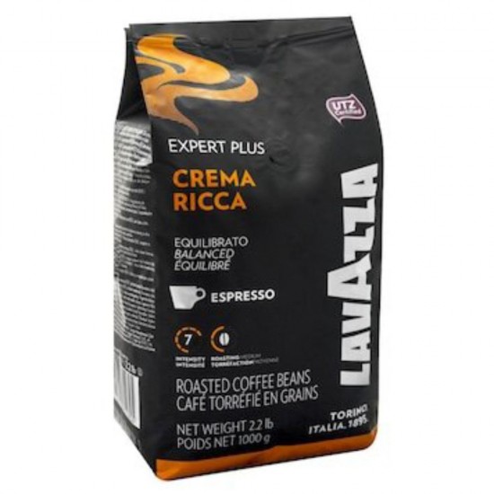 Cafea Boabe Lavazza Crema Ricca UTZ Expert, 1 kg, 6 Buc/Bax