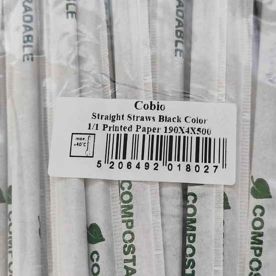 Set 500 Buc, Paie din Carton Biodegradabil Negru Ambalate Individual, Dimensiune 190x4 mm