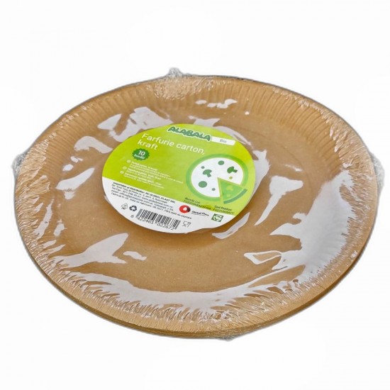 Set 10 Buc, Farfurie Alabala din Carton Bio, Culoare Kraft