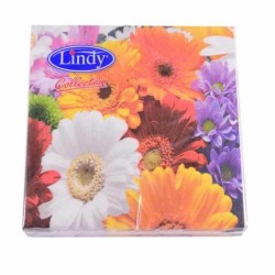 Servetele Lindy Gerbera, Dimensiune 33x33 cm, 3 Straturi, 20 Foi/Pachet