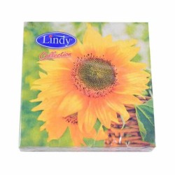 Servetele Lindy Floarea Soarelui, Dimensiune 33x33 cm, 3 Straturi, 20 Foi/Pachet