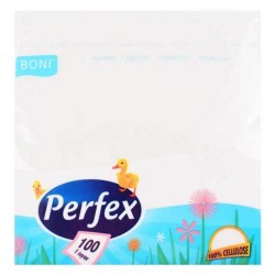 Servetele Perfex Albe, Dimensiune 28x28 cm, 1 Strat, 100 Foi/Pachet