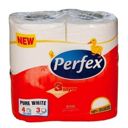 Hartie Igienica Perfex, 3 Straturi, Culoare Alb, 4 Role/Bax