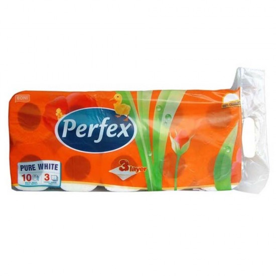 Hartie Igienica Perfex, 3 Straturi, Culoare Alb, 10 Role/Bax
