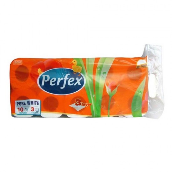 Hartie Igienica Perfex Mic, 3 Straturi, Culoare Alb, 10 Role/Bax