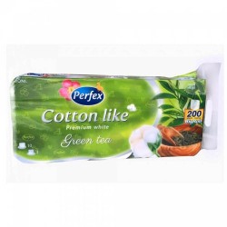 Hartie Igienica Perfex Cotton Like cu Parfum de Ceai Verde, 3 Straturi, 200 Foi, 10 Role/Bax