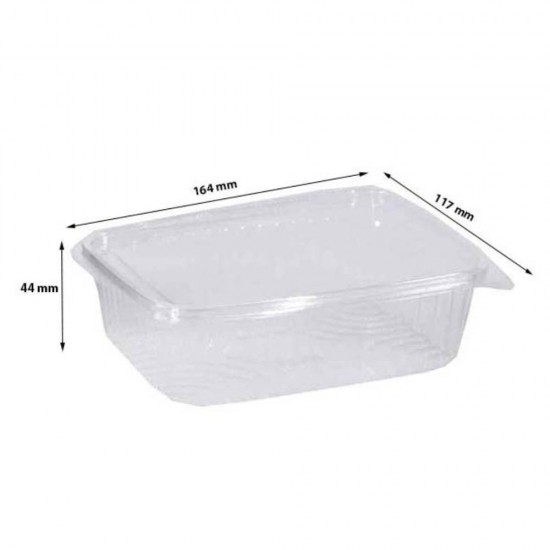 Caserola Dreptunghiulara din Plastic 750 ml, Dimensiune 164x117x44 mm, 50 Buc/Set