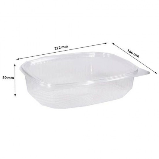 Caserola Dreptunghiulara din Plastic 1000 ml, Dimensiune 164x117x55 mm, 50 Buc/Set