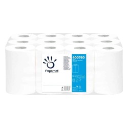 Prosoape de Hartie Papernet Ecolabel cu Derulare Centrala din Celuloza, 2 Straturi, 76,7 m, 12 Role/Bax