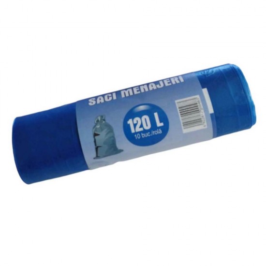 Saci Menajeri LDPE Albastri, 120 L, 10 Buc/Rola