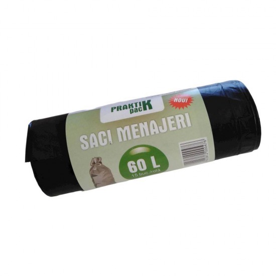 Saci Menajeri LDPE Praktikpack, 60 L,15 Buc/Rola