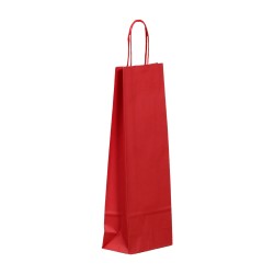 Set 100 de Sacose din Hartie pentru Sticle, Model Rosu, 14x8x39 cm, Hartie Kraft Alba 90 g/m², Maner Sfoara