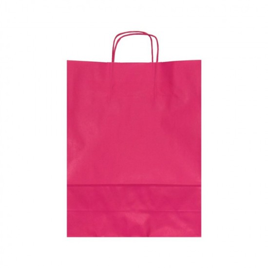 Set 100 de Sacose din Hartie Model Rodamin, 18x8x22 cm, Hartie Kraft Alba 90 g/m², Maner Sfoara